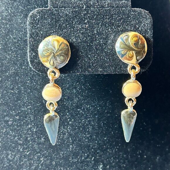 Vintage Dangle Swirl Earrings Made in USA - Picture 1 of 4